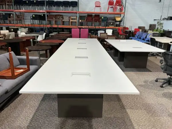 20x5 contemporary conference table by Paoli in White w/ Gray Bases w