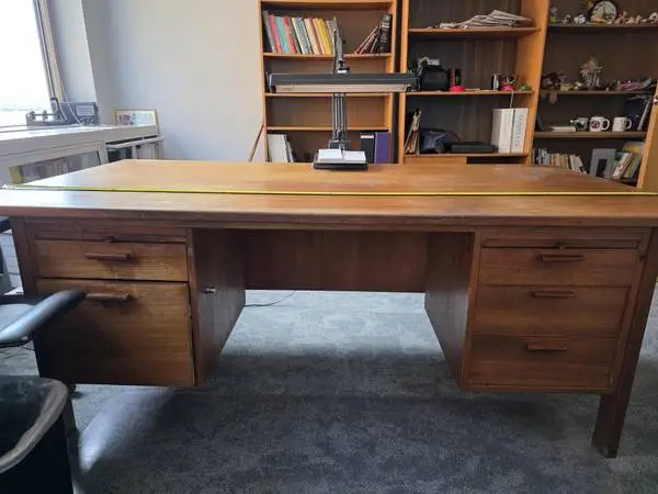Solid Teak Desk - Mid-Century Style - Heavy & Well-Made