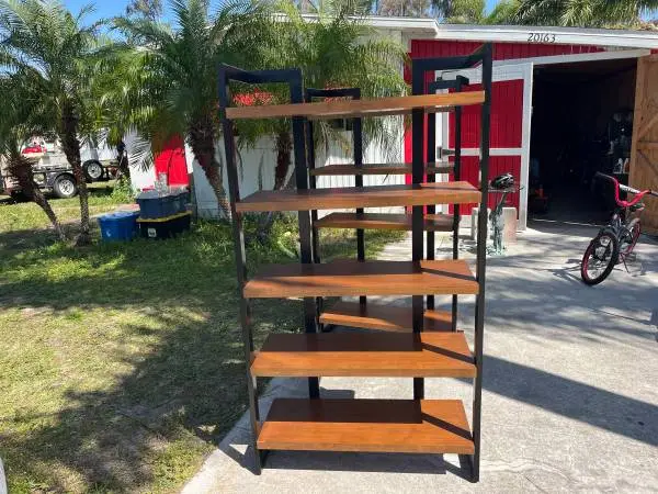 5 tier metal wood shelfs rack