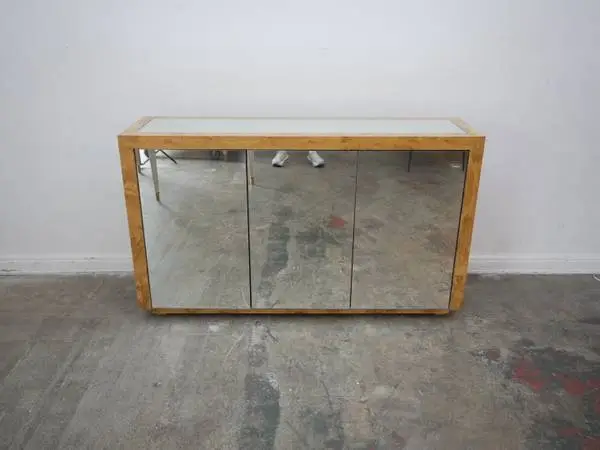Burl Wood Mirrored 4-Door Sideboard $999.00 66W  x 18 D x 39 H