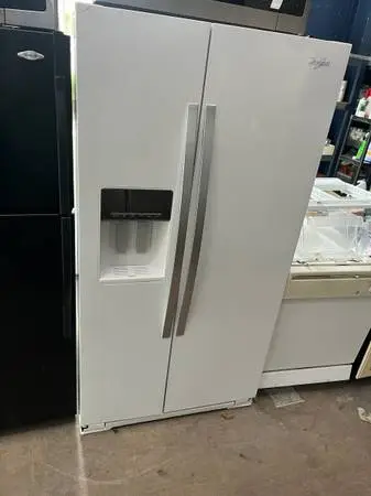 White side by side gloss finish refrigerator