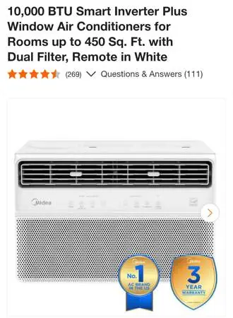 10,000 BTU MIDEA AC SMART Inverter Plus Window Air Conditioner NEW BOX