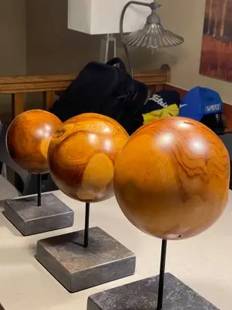 BEAUTIFUL SET OF BURLWOOD SPHERES