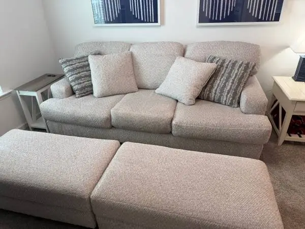 Couch with two ottomans