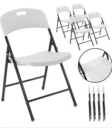 NEW SET OF 4 WHITE FOLDING CHAIRS HEAVY DUTY 300LB CAPACITY