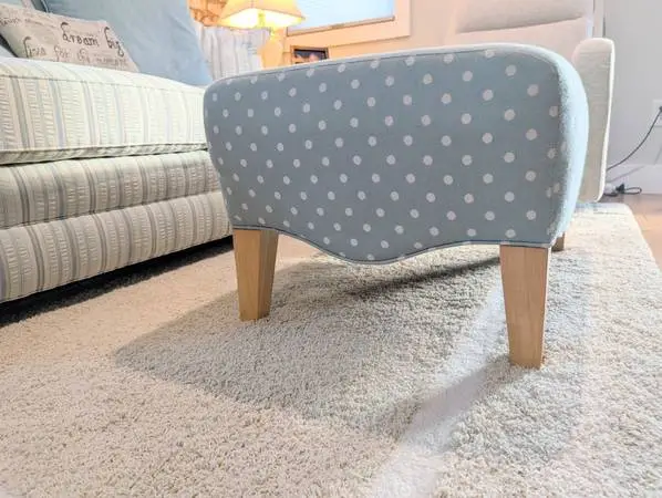 Norwalk Ottoman Fun dottie  fabric by Sunbrella Joe Ruggiero
