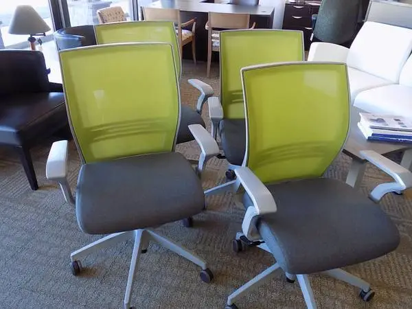 Office Furniture Grey mesh back  desk/conference room chairs ea.