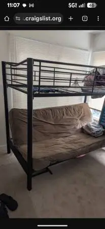 Black metal futon bunk bed sofa bed