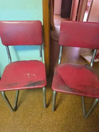 Antique Metal chairs, Retro old metal kitchen cjairs