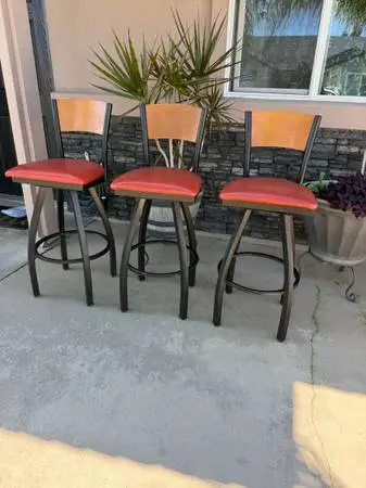3 restaurant stools 31” from floor to the top of the seat