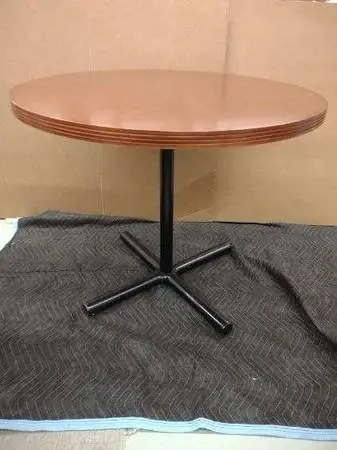 3- 36 Round Cherry Wood Tabletop w/ Black Metal X Base