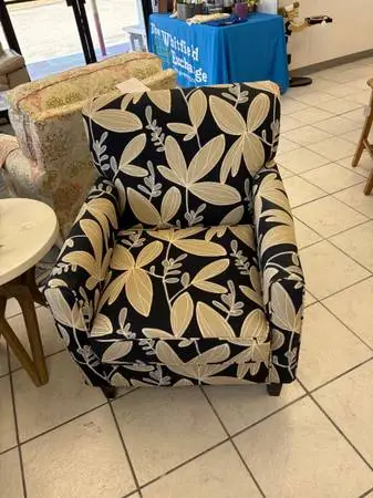 Floral Side Chair in Black and Creams