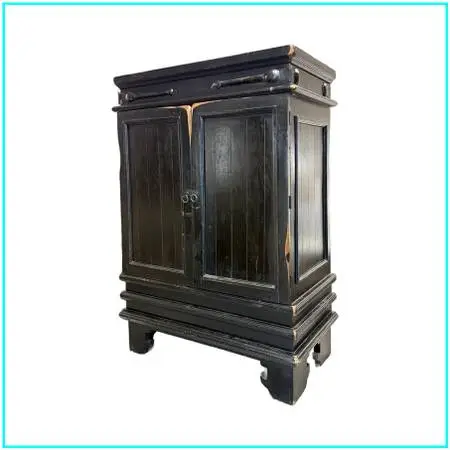 Asian-inspired Black Wood Armoire/ Media Center