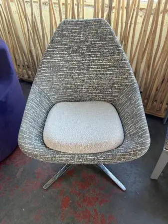 Mid-Century Swivel Gray Patterned Chair (NW Office Liquidations)