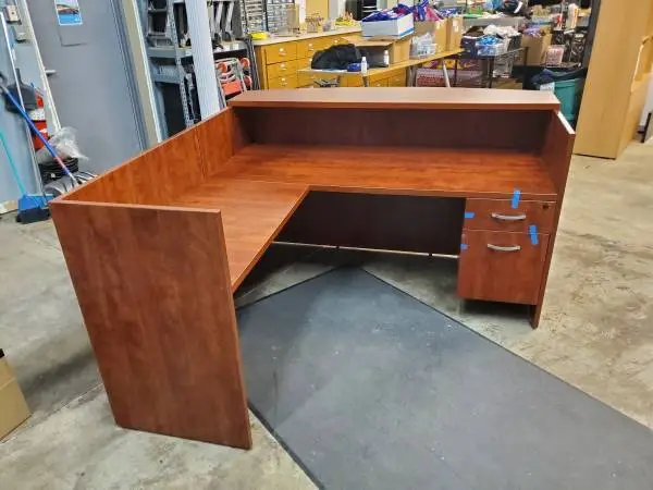 L Shape 6 x 6 Cherry Reception Desk Workstations w/ 2 Drawer BF