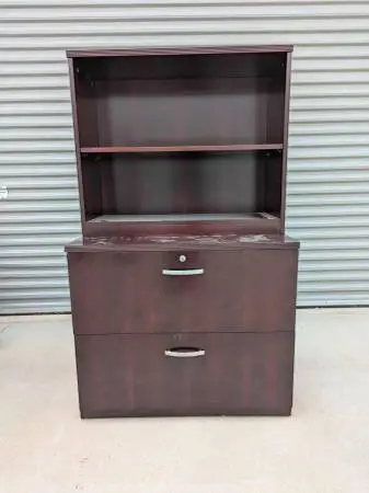 Two Drawer Lateral Cabinet with Hutch