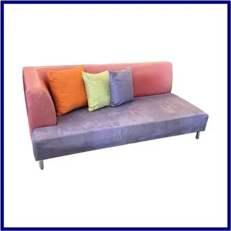 Lavender Micro-suede + Rose Pink Leather Chaise Sofa