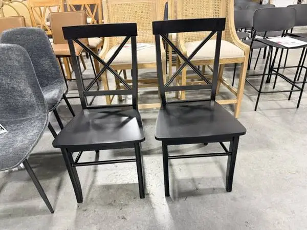 Albury Farmhouse Cross Back Solid Wood Dining Chairs Black (Set Of 2)