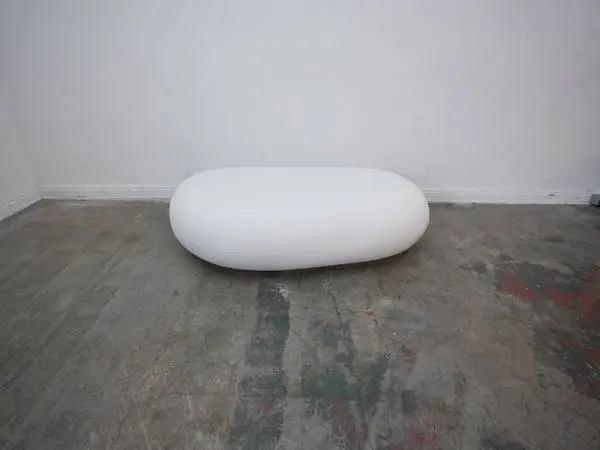 Pebble White Concrete Oval Indoor/Outdoor Coffee Table by Leanne Ford