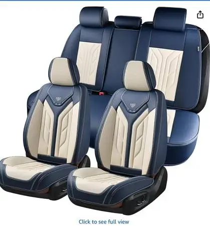 Brand New - Coverado Car Seat Leather  Covers Full Set | BLUE & BEIGE