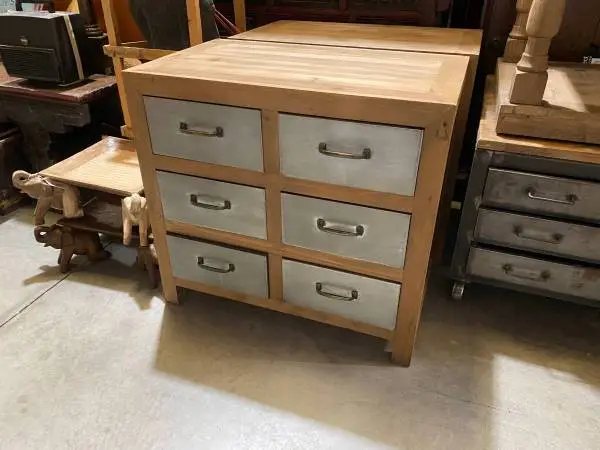 NEW 6 Drawer Double Dresser - Salvaged Cedar & Zinc Style Drawers NEW