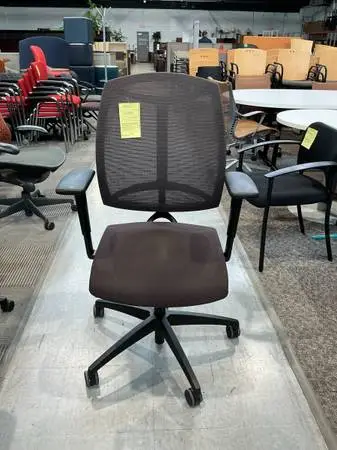 Office Chair by Teknion Visio Synchro in Brown Fabric Seat & Mesh Back