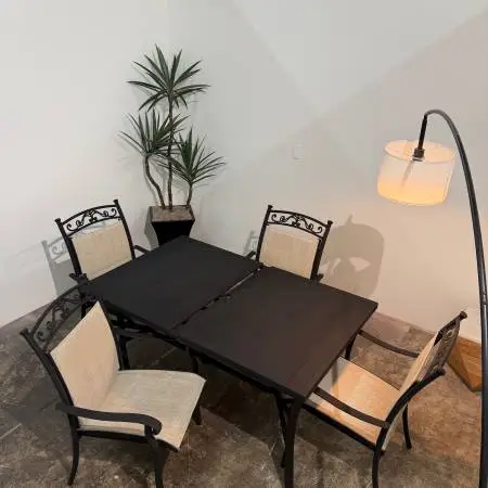 🌴 SUNSET SHOWROOM PRESENTS 🌴  EXTENSION DINING TABLE • 4 SCROLL-BACK