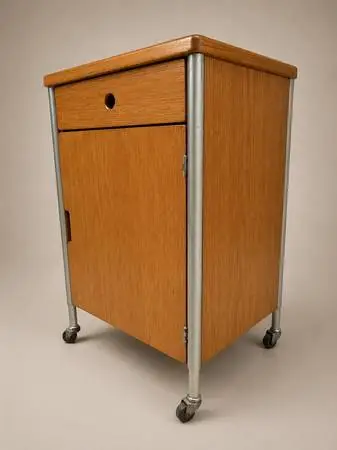 Mid Century Rolling Industrial Cabinet by Raymond Loewy