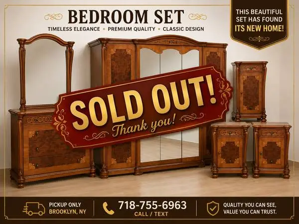 Complete Luxury Bedroom Furniture Set – Armoire, Dresser with Mirror &