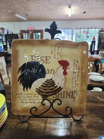 Certified International Tuscan Rooster square ceramic plate