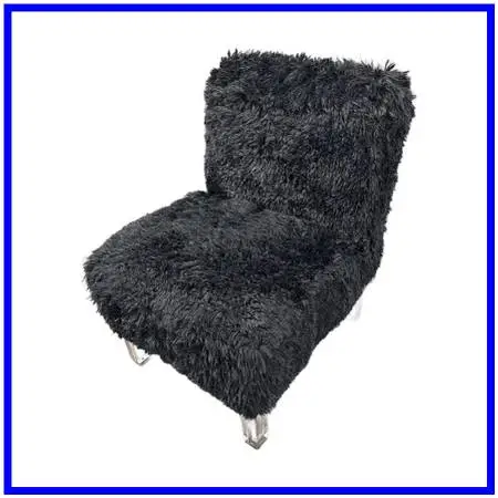 Skyline Furniture Black Faux-fur Slipper Chair + Acrylic Legs