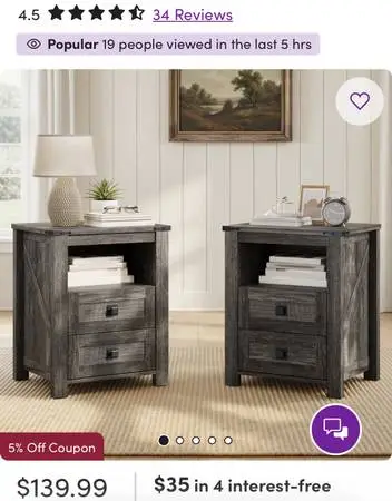 Set of 2 Night Stands / Shelf / filing Cabinets