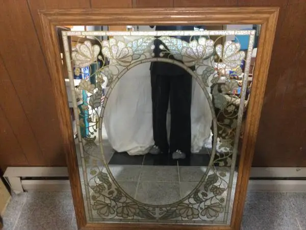 Oak framed mirror