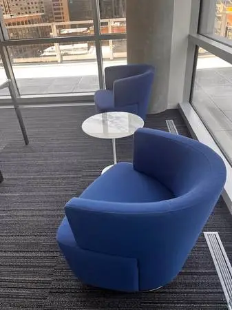 Steelcase Swivel Blue Single Lounge Chairs (pair price)
