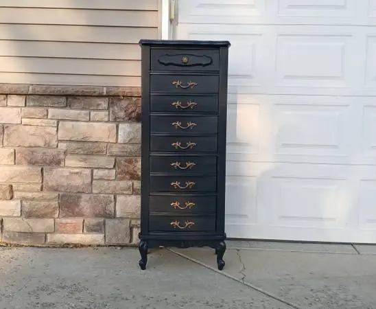 Tall Vintage Black Lingerie Dresser