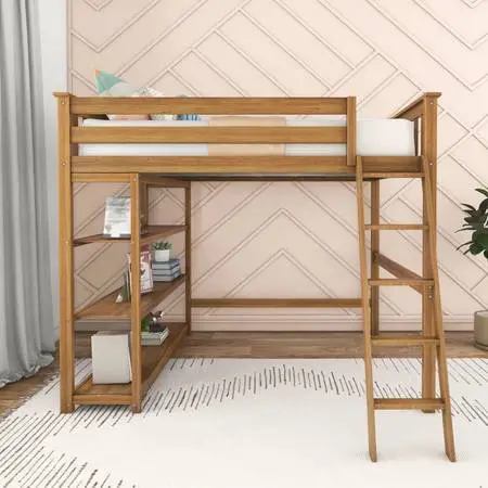 Gently used hardwood full size loft bed