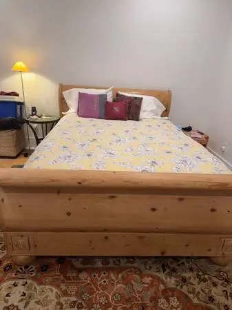 Solid Pine Queen Wood Bed Frame and Box Spring, Civilization