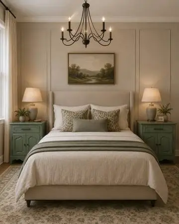 Ethan Allen, solid oak  green side tables