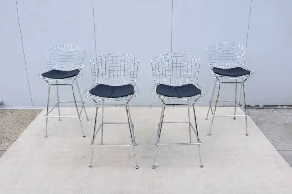 Mid-Century Modern Harry Bertoia for Knoll Bertoia Bar Stools Set of 4