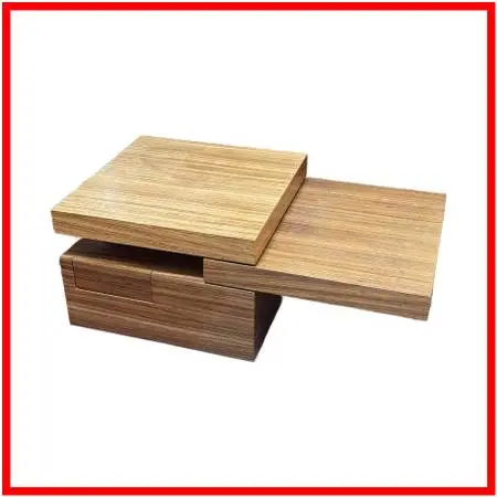 Multi-tiered Wood Block Coffee Table + Drawer