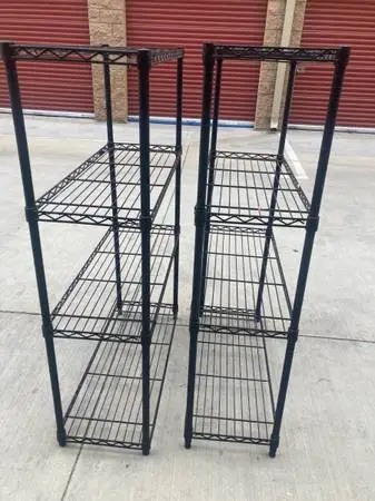 Shelves/racks,4 black metal,4 tier,adjustable,clean,hlp dlvr,sld ea
