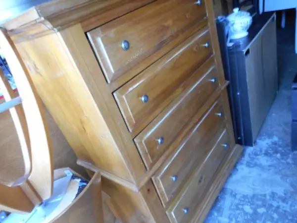 Large Pine Wood 5 Drawer Tall Dresser