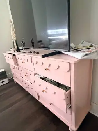 Charlton Home 9-Drawer Scalloped Dresser, 63 W, Dusty Pink