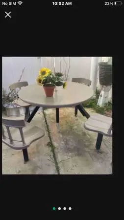Heavy Duty Outdoors Patio Table W 4 Chairs Metal Fiberglass