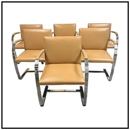 Ludwig Mies Van Der Rohe For Knoll Brno Armchairs, Set Of Six