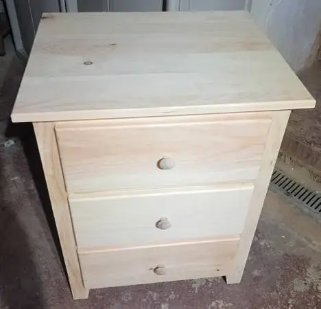 NEW:   Amish-Made Solid Pine Wood Three-Drawer Dresser  Ready to use.