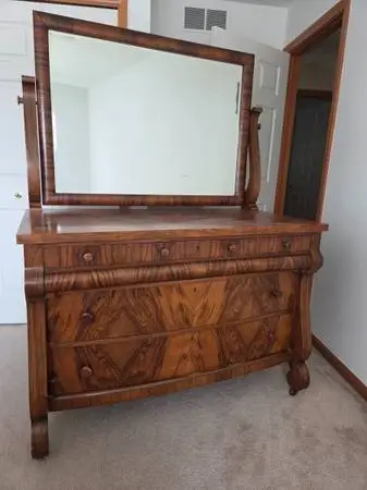 ANTIQUE EMPIRE STYLE DRESSER with MIRROR