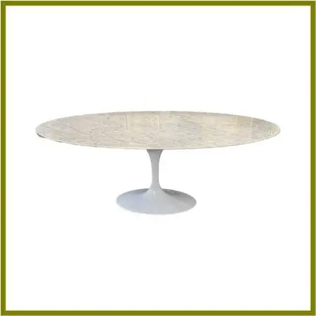 Nj Modern Furniture Saarinen-style Oval Carrara Marble Tulip Dining Ta