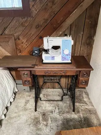 Singer sewing table and Brother sewing machine