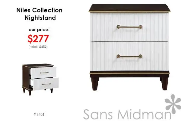 NEW IN BOX! Niles Modern Large Nightstand With Gold Accent Trim